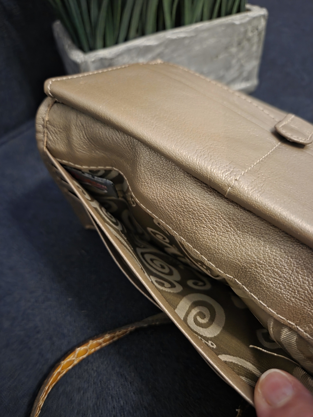 Brighton Gold Snake-Embossed Crossbody Wallet with Silver-Tone Accent - Picture 7 of 14